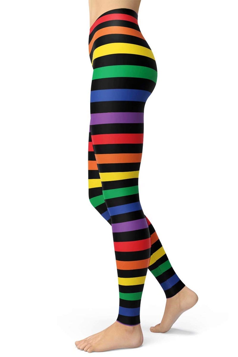 sissycos Women's Rainbow Printed 80s Leggings Buttery Soft Stretchy Pants (Large-XX-Large, Rainbow) - Image 4